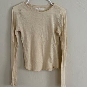 Free People/We The Free Yellow/Beige Long Sleeve Be My Baby Tee. Worn Once